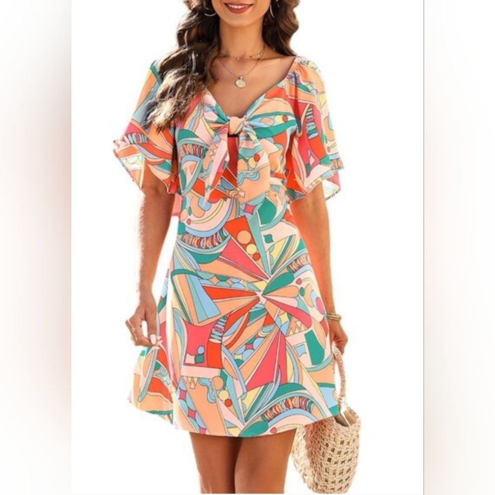 Colorful Geometric Print Dress